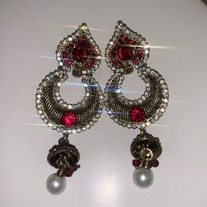 2 Earrings. Red / Blue & Gold Indian Earrings